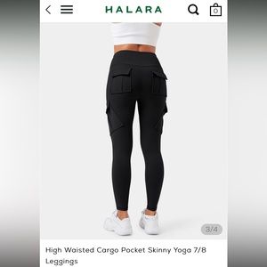 Halara Black High Waisted Cargo Pocket Skinny Yoga 7/8 Leggings